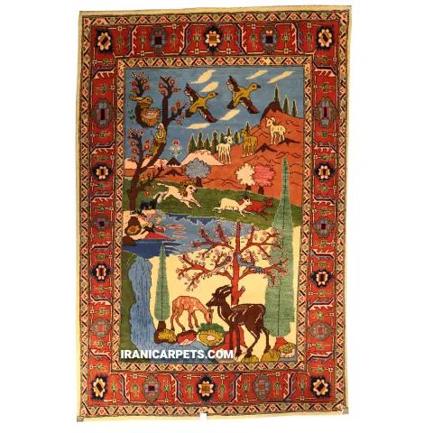 Handwoven 3 Meter Hunting Scene Carpet - Code 32