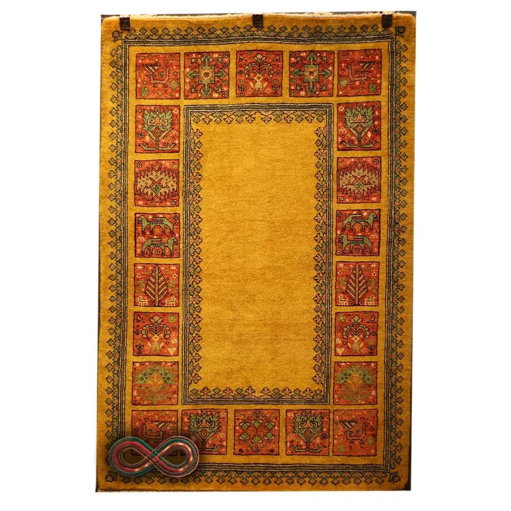 فرش دستبافت ذرع و نیم طرح کف ساده خشتی کد 89 — تصویر 1