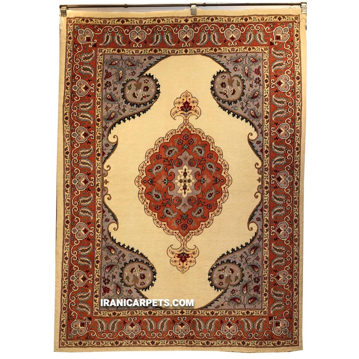 فرش دستبافت سه متری تک گل کف ساده کد 37 — تصویر 1